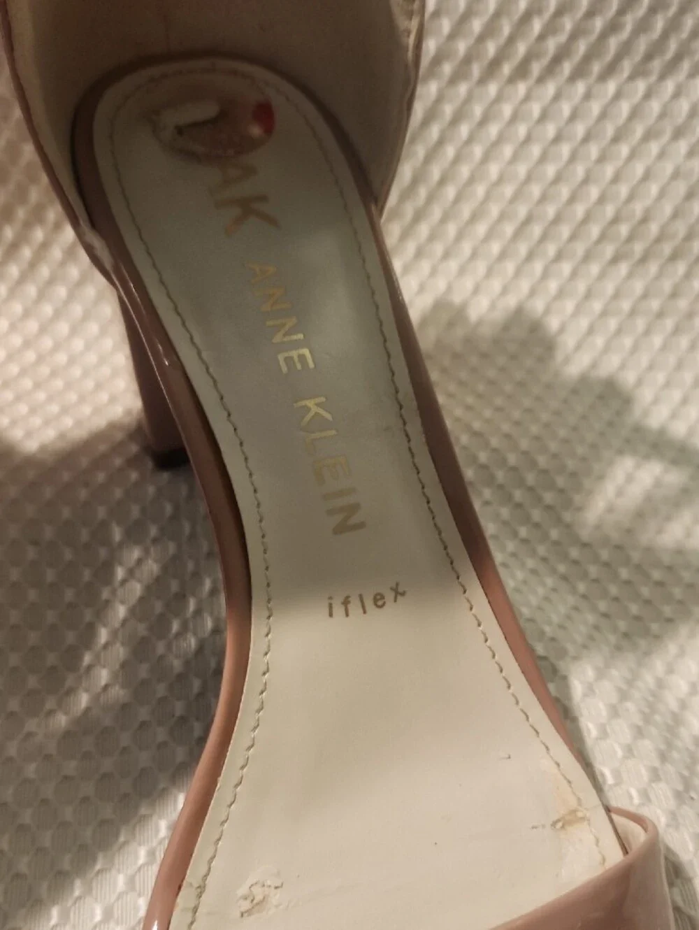 Anne Klein Blush Patent Ankle-Strap Block Heels